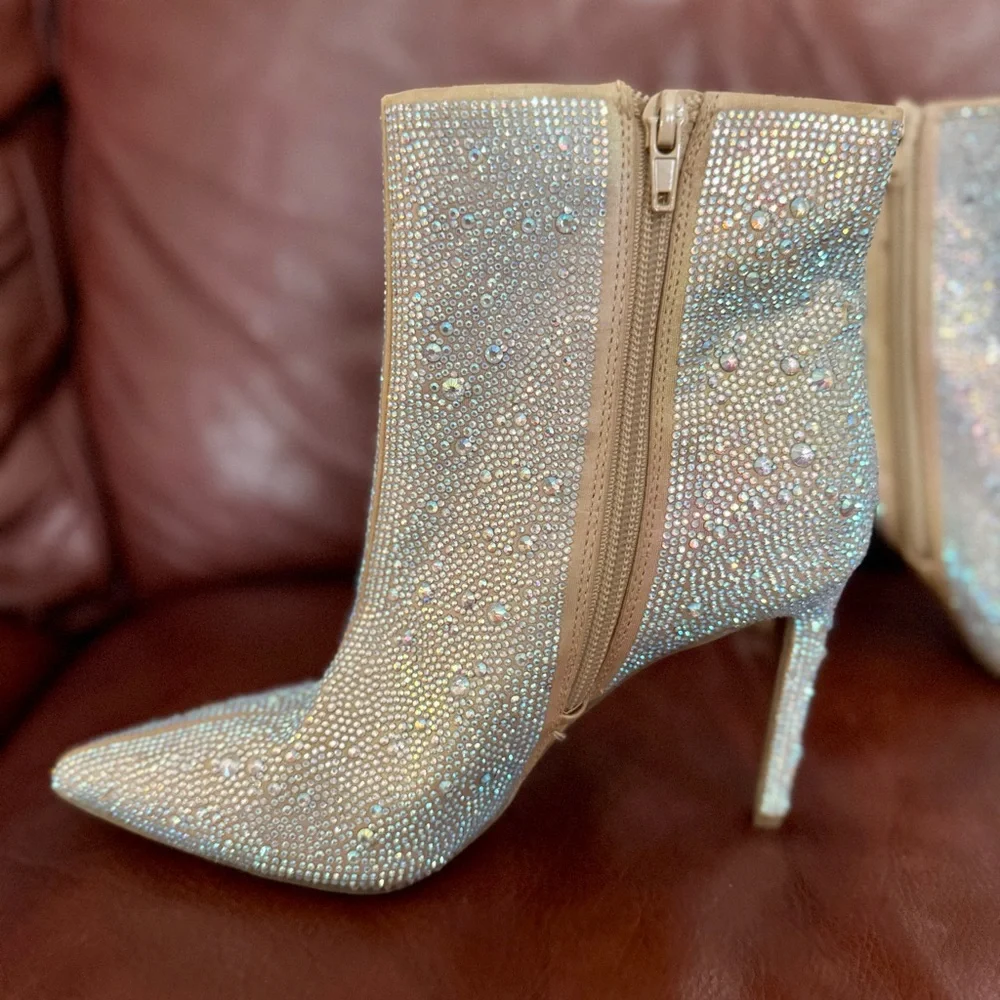 INC International Concepts Sparkling Rhinestone Heeled Boots - Picture 7 of 13